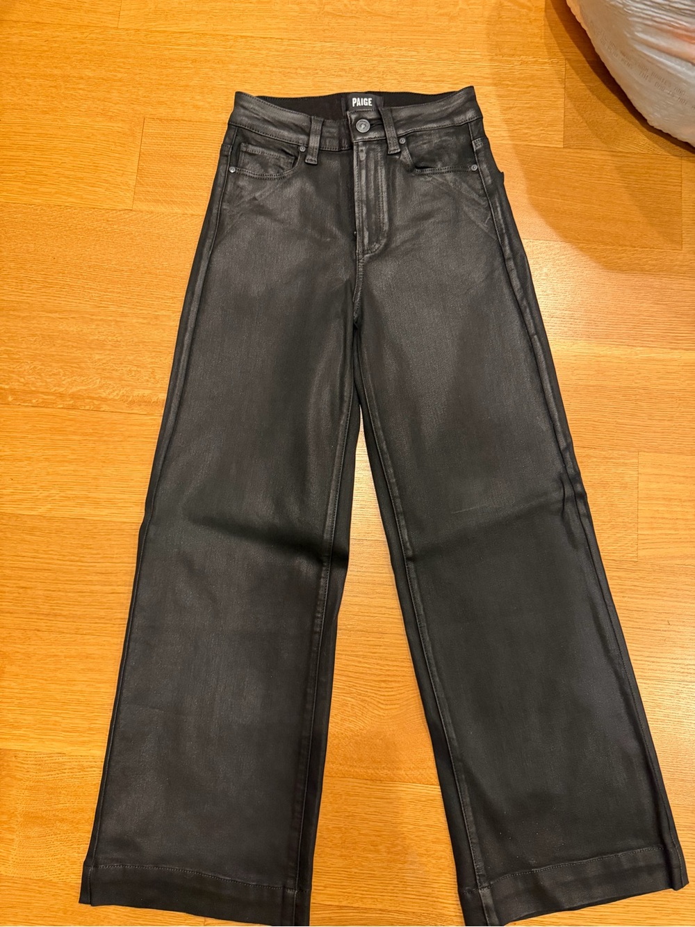 PAIGE Black Wide-Leg Coated Jeans